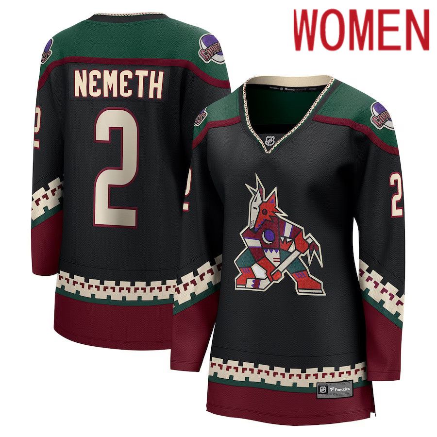 Women Arizona Coyotes 2 Patrik Nemeth Fanatics Branded Black Home Breakaway Player NHL Jersey